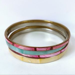 Mother of Pearl Dyed Shell Bangle Bracelets Set